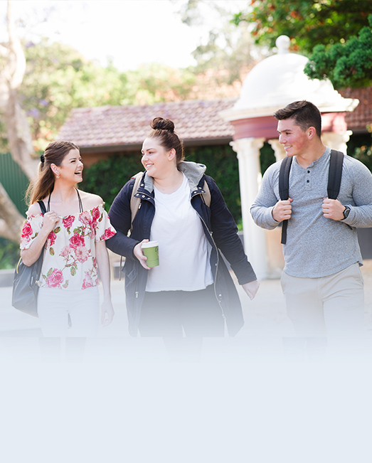 Two students walking through North Sydney Campus