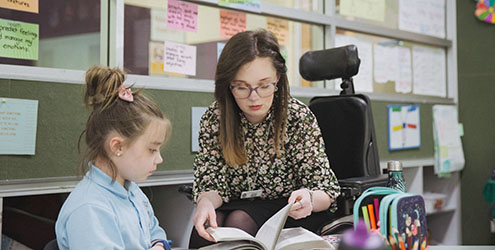 Sarah connects with student