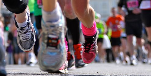 Running feet from a marathon