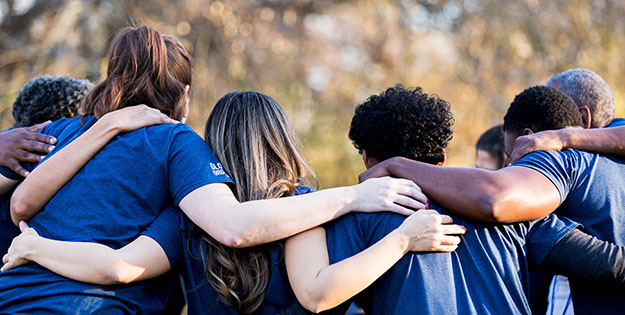 Young people embracing