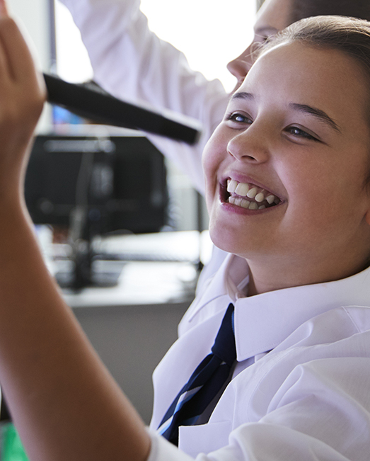 Schoolgirl smiling