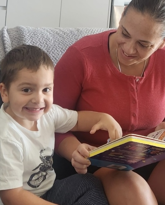 Mum and son reading