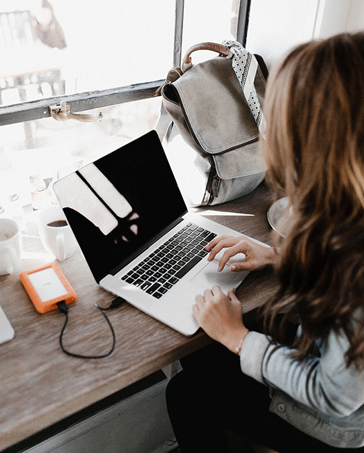 Student on computer