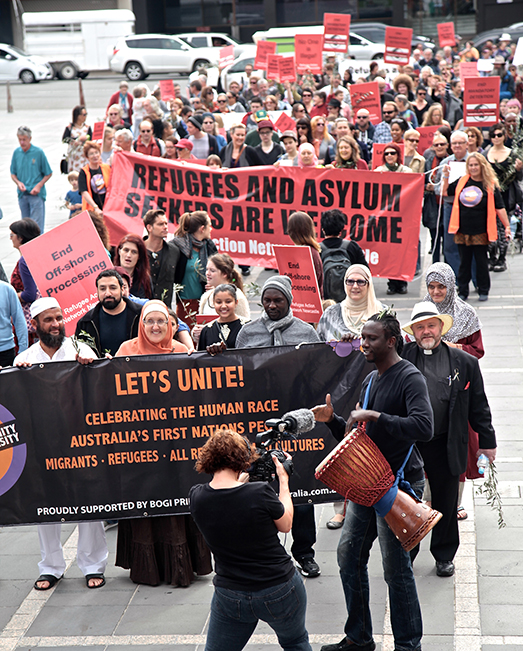 Protestors supporting asylum seekers and refugees