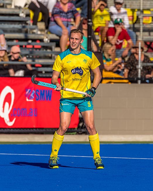 Jacob Anderson playing for the Kookaburras