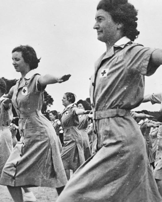 WWII nurses doing exercise