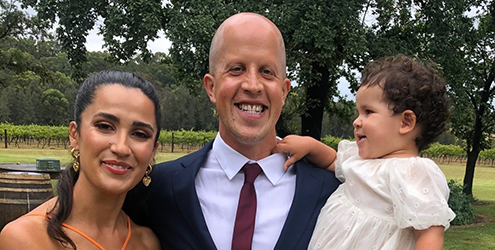 David with wife Priscila and daughter Alegra.