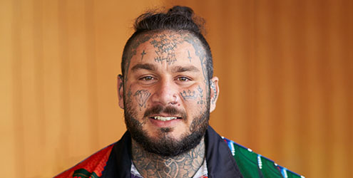 Joel with face tatoos