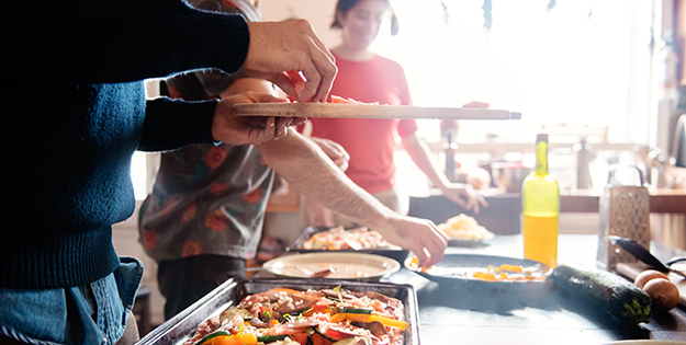Students cooking a sharehouse