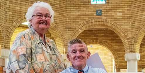 Thomas Cullen with his research supervisor Sr Ursula O'Rourke osu