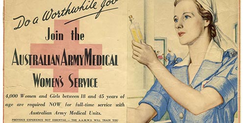 A recruitment poster for the AAMWS, created by artist Napier Waller. Image courtesy of the ANMM. 