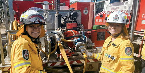 Michelle on RFS patrol with her sister Ernie.