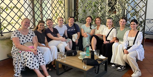 Allied health students enjoying Roman culture.