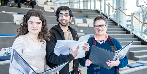 Christina Cushen, Jordan de Worsop and Dr Kathleen McGuire at choir rehearsals.